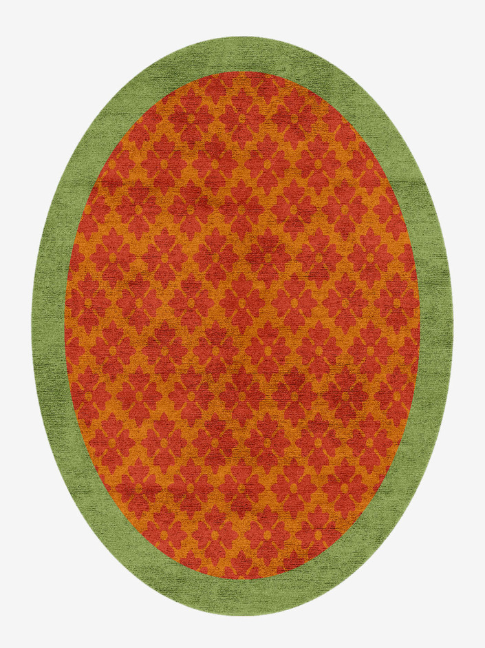 Bordo Verde Geometric Oval Hand Knotted Bamboo Silk Custom Rug by Rug Artisan