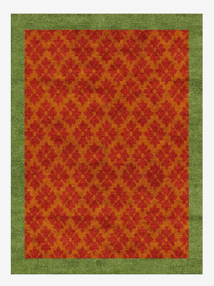 Bordo Verde Geometric Rectangle Hand Knotted Bamboo Silk Custom Rug by Rug Artisan