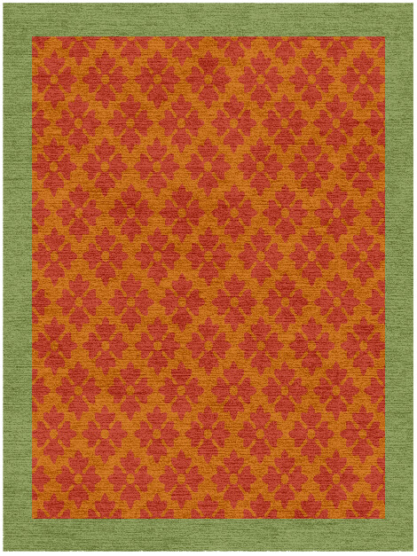 Bordo Verde Geometric Rectangle Hand Knotted Tibetan Wool Custom Rug by Rug Artisan