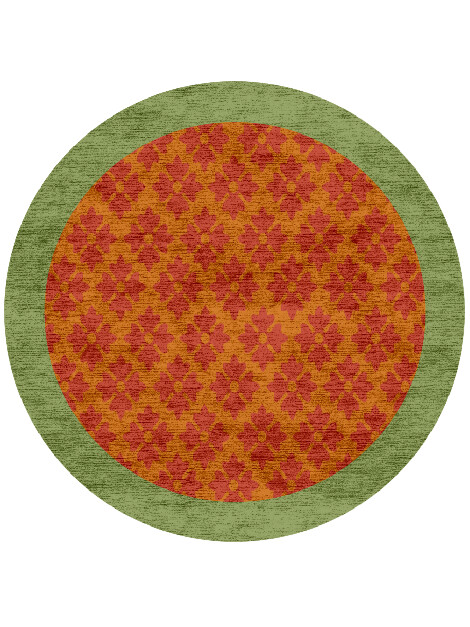 Bordo Verde Geometric Round Hand Knotted Bamboo Silk Custom Rug by Rug Artisan