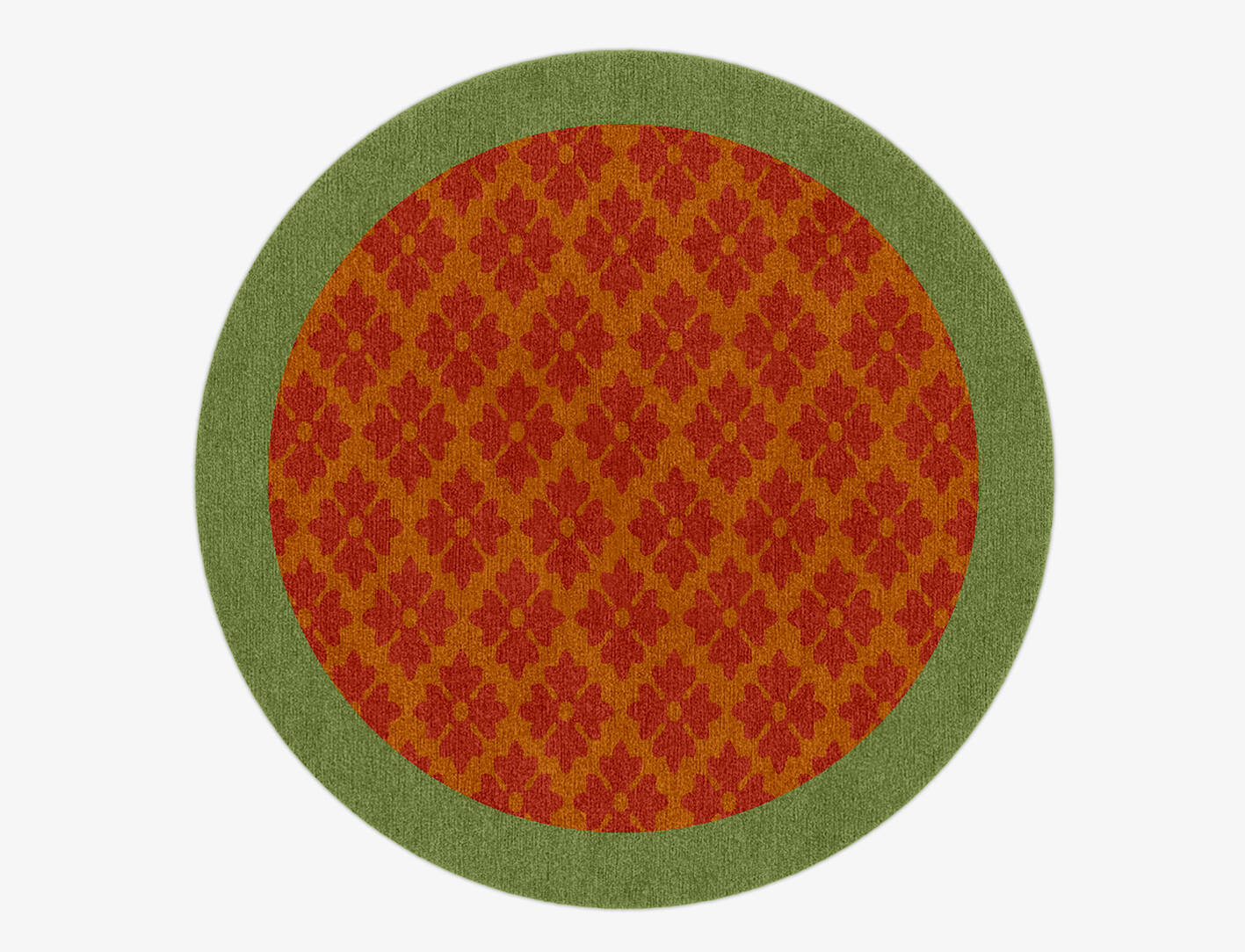 Bordo Verde Geometric Round Hand Knotted Tibetan Wool Custom Rug by Rug Artisan