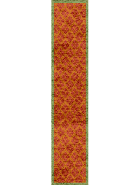 Bordo Verde Geometric Runner Hand Knotted Bamboo Silk Custom Rug by Rug Artisan