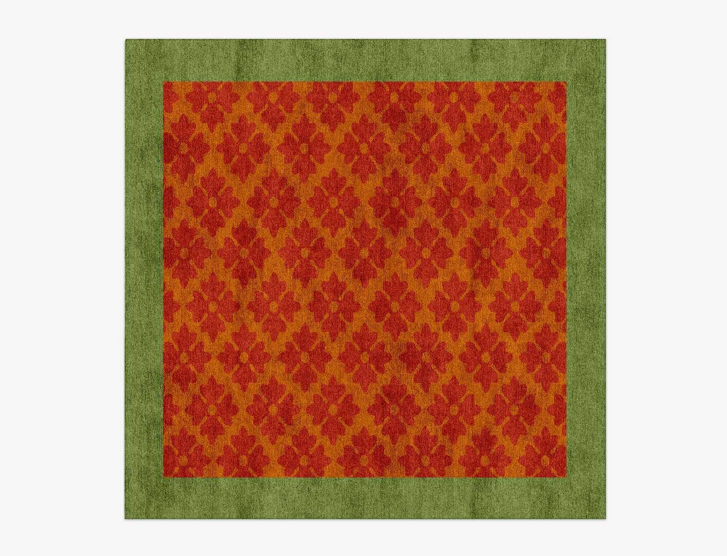 Bordo Verde Geometric Square Hand Knotted Bamboo Silk Custom Rug by Rug Artisan