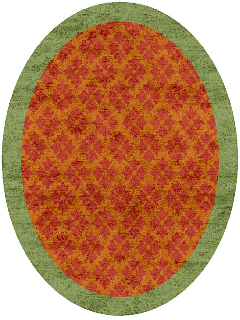 Bordo Verde Geometric Oval Hand Tufted Bamboo Silk Custom Rug by Rug Artisan