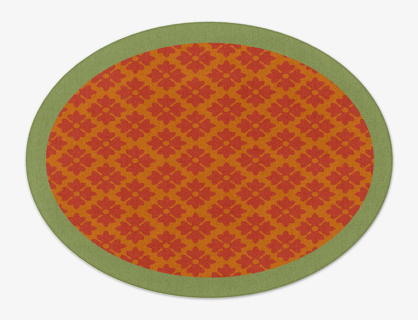 Bordo Verde Geometric Oval Hand Tufted Pure Wool Custom Rug by Rug Artisan