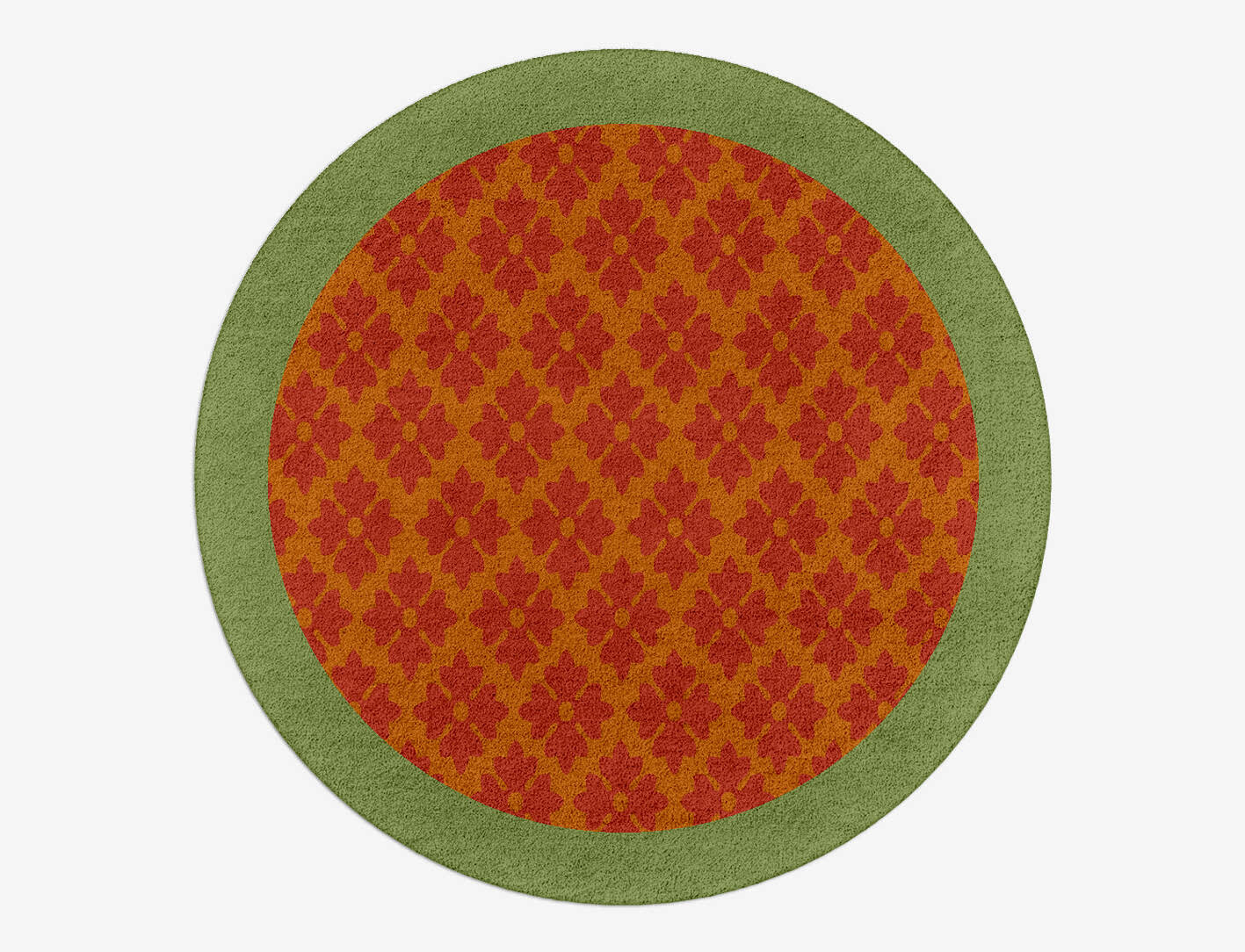 Bordo Verde Geometric Round Hand Tufted Pure Wool Custom Rug by Rug Artisan