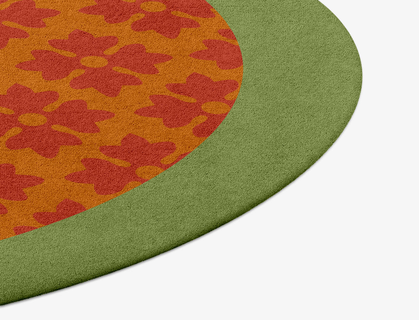 Bordo Verde Geometric Round Hand Tufted Pure Wool Custom Rug by Rug Artisan