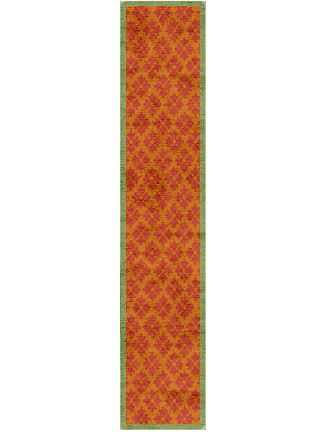 Bordo Verde Geometric Runner Hand Tufted Bamboo Silk Custom Rug by Rug Artisan