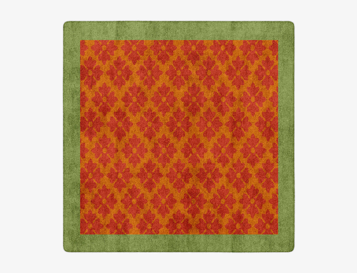 Bordo Verde Geometric Square Hand Tufted Bamboo Silk Custom Rug by Rug Artisan