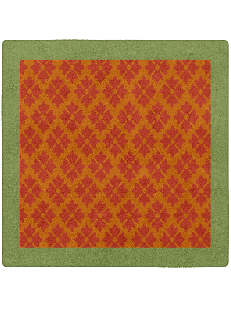 Bordo Verde Geometric Square Hand Tufted Pure Wool Custom Rug by Rug Artisan