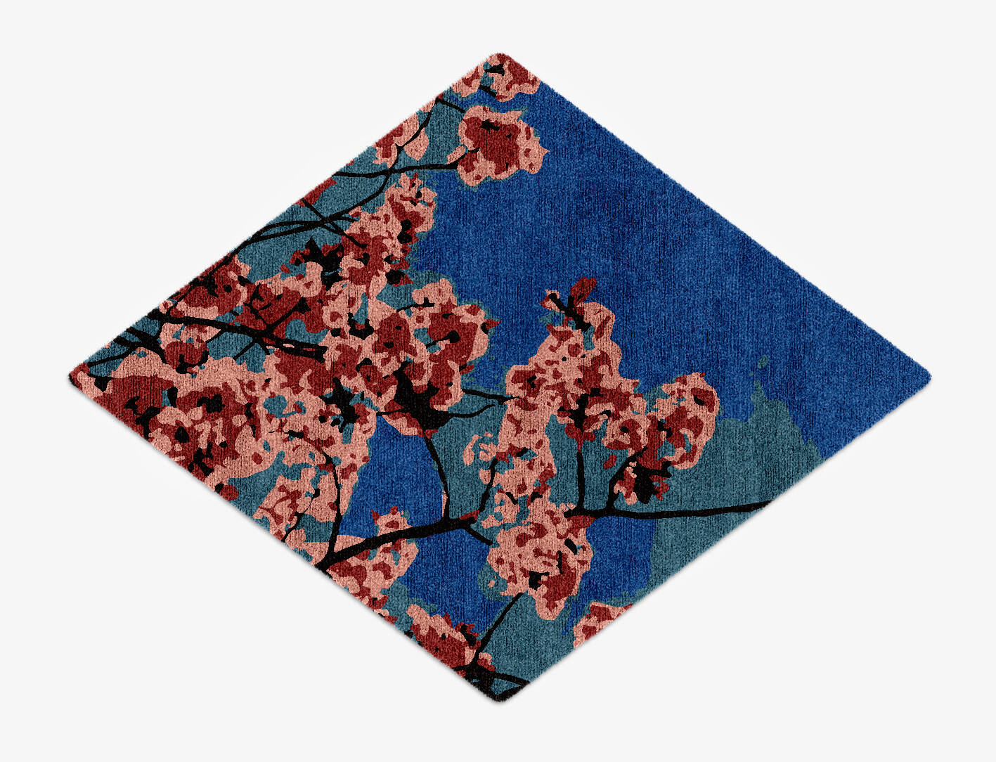 Bougainvillea Floral Diamond Hand Knotted Bamboo Silk Custom Rug by Rug Artisan