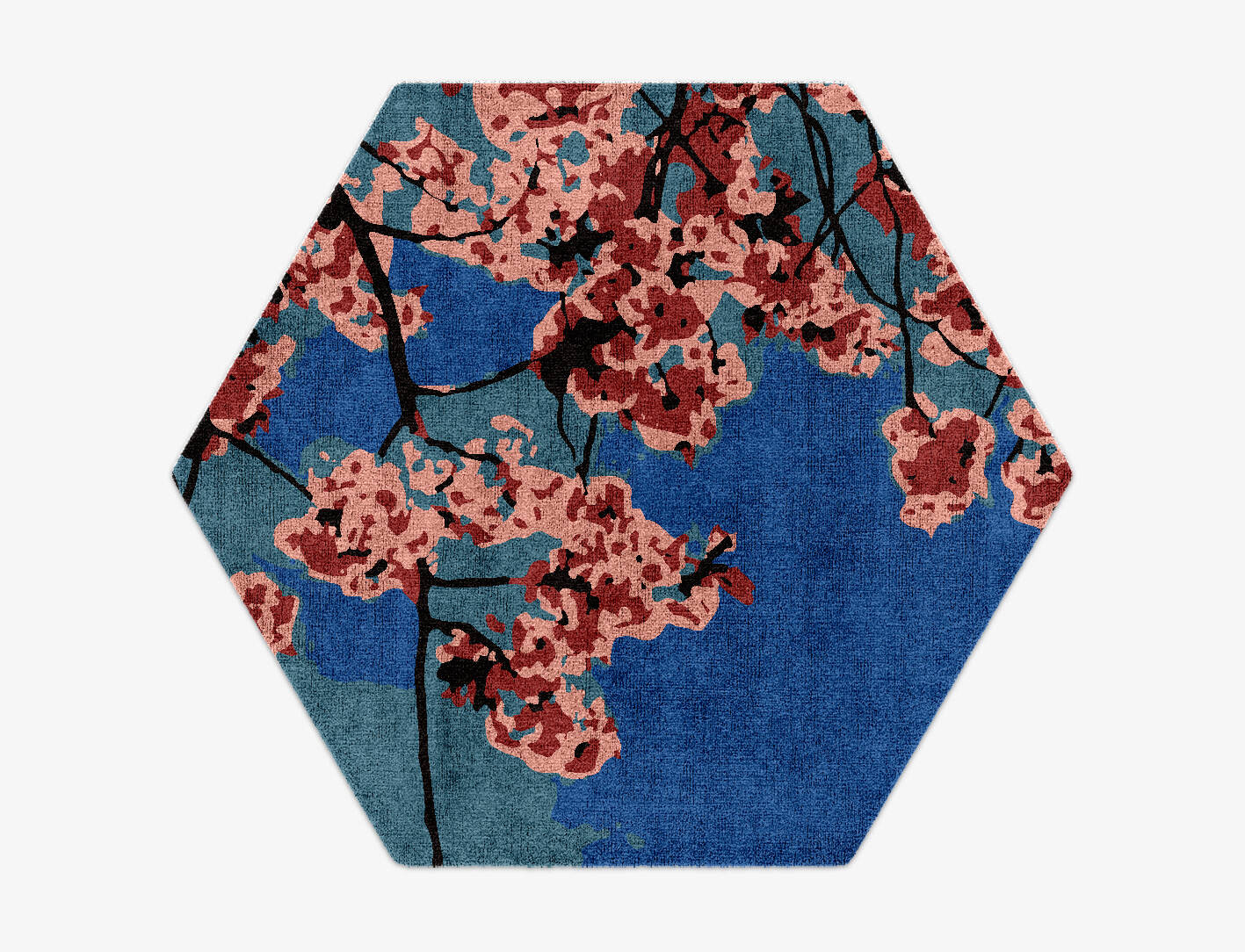 Bougainvillea Floral Hexagon Hand Knotted Bamboo Silk Custom Rug by Rug Artisan