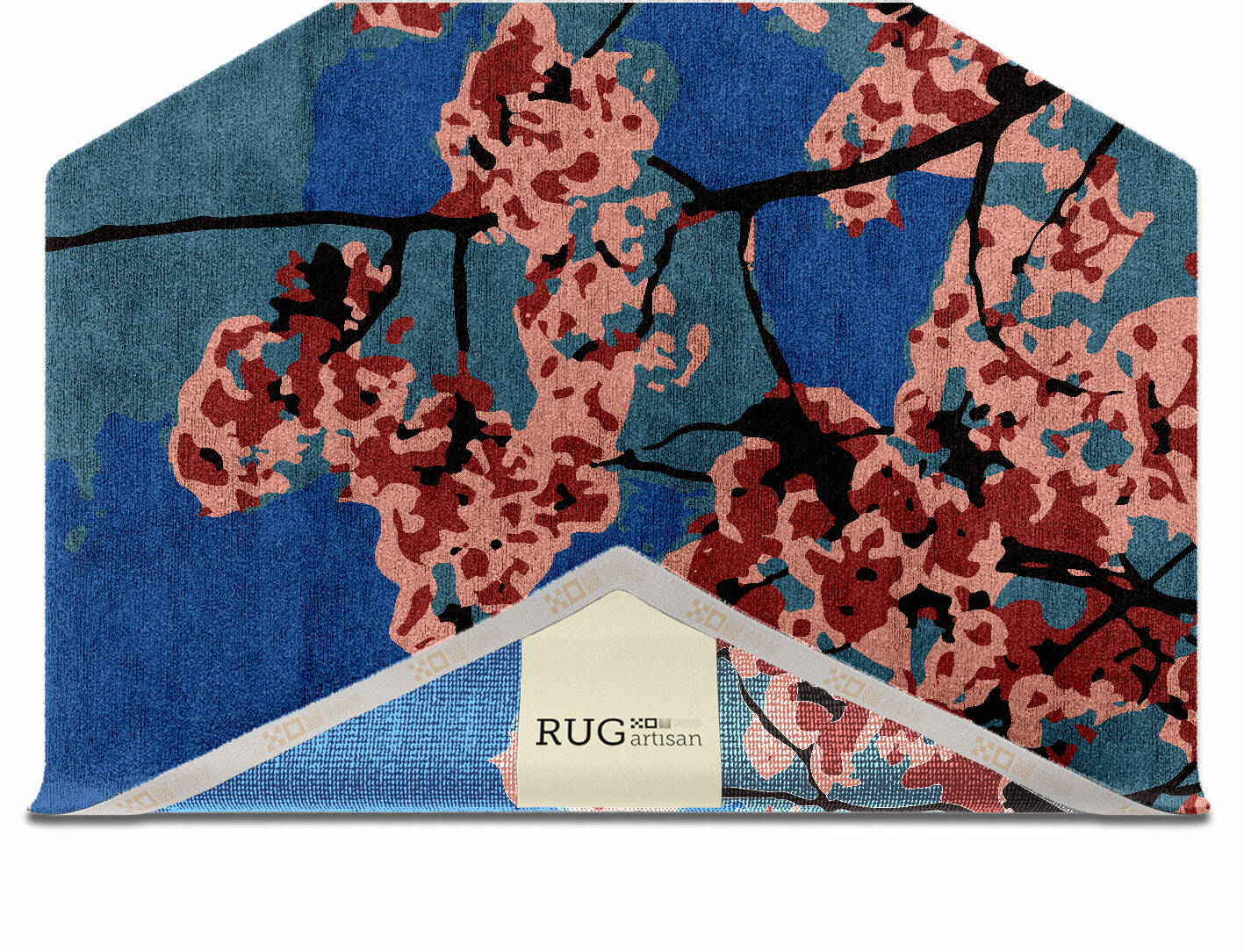 Bougainvillea Floral Hexagon Hand Knotted Bamboo Silk Custom Rug by Rug Artisan