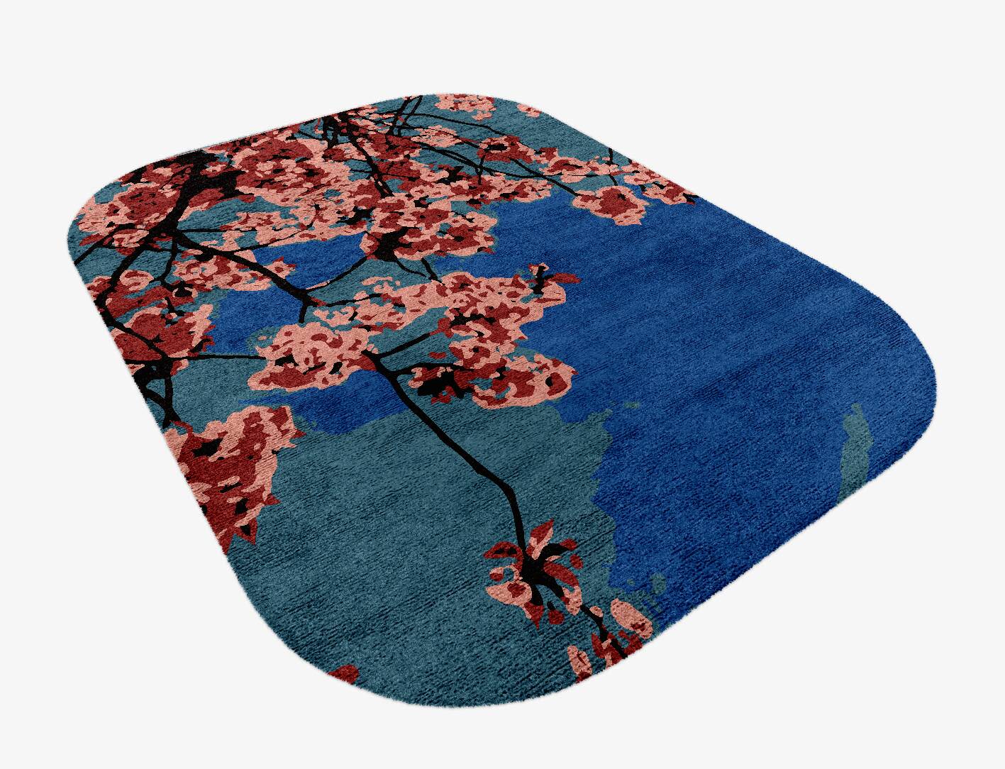 Bougainvillea Floral Oblong Hand Knotted Bamboo Silk Custom Rug by Rug Artisan