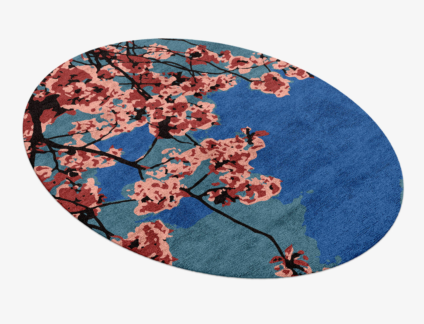 Bougainvillea Floral Oval Hand Knotted Bamboo Silk Custom Rug by Rug Artisan
