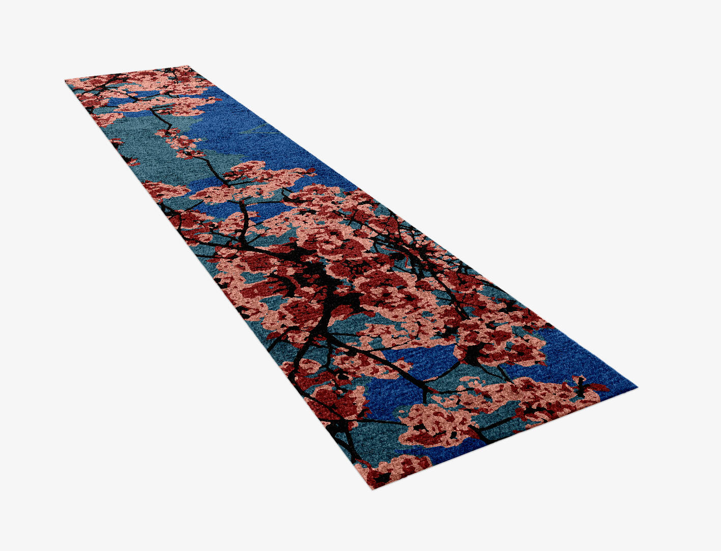 Bougainvillea Floral Runner Hand Knotted Bamboo Silk Custom Rug by Rug Artisan