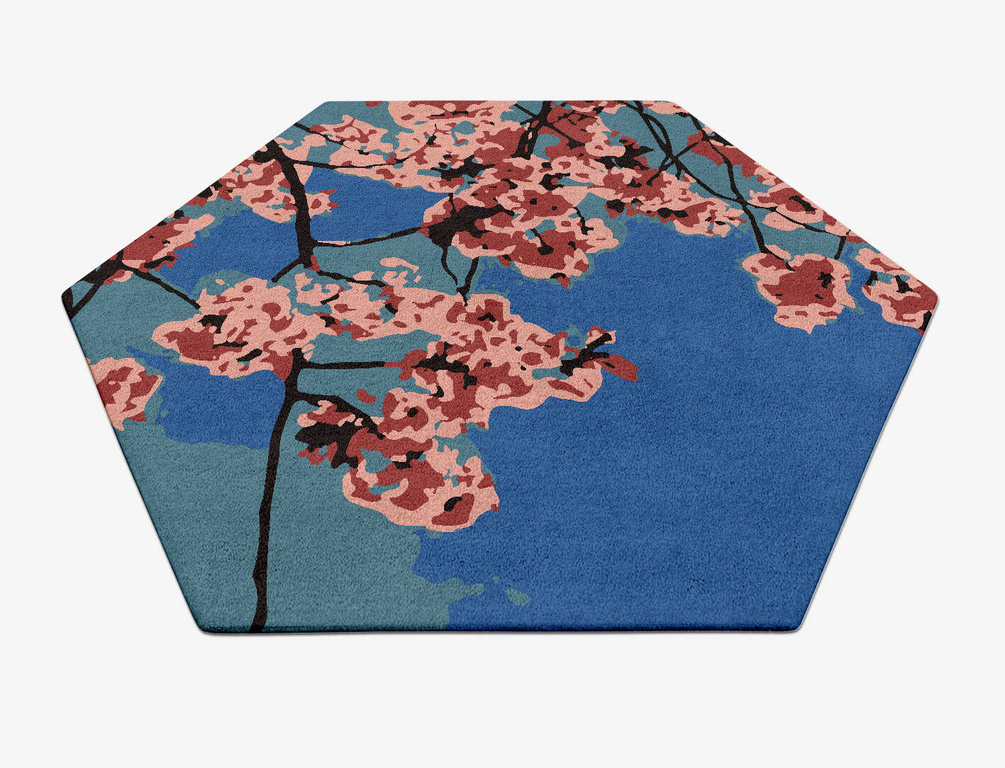 Bougainvillea Floral Hexagon Hand Tufted Pure Wool Custom Rug by Rug Artisan