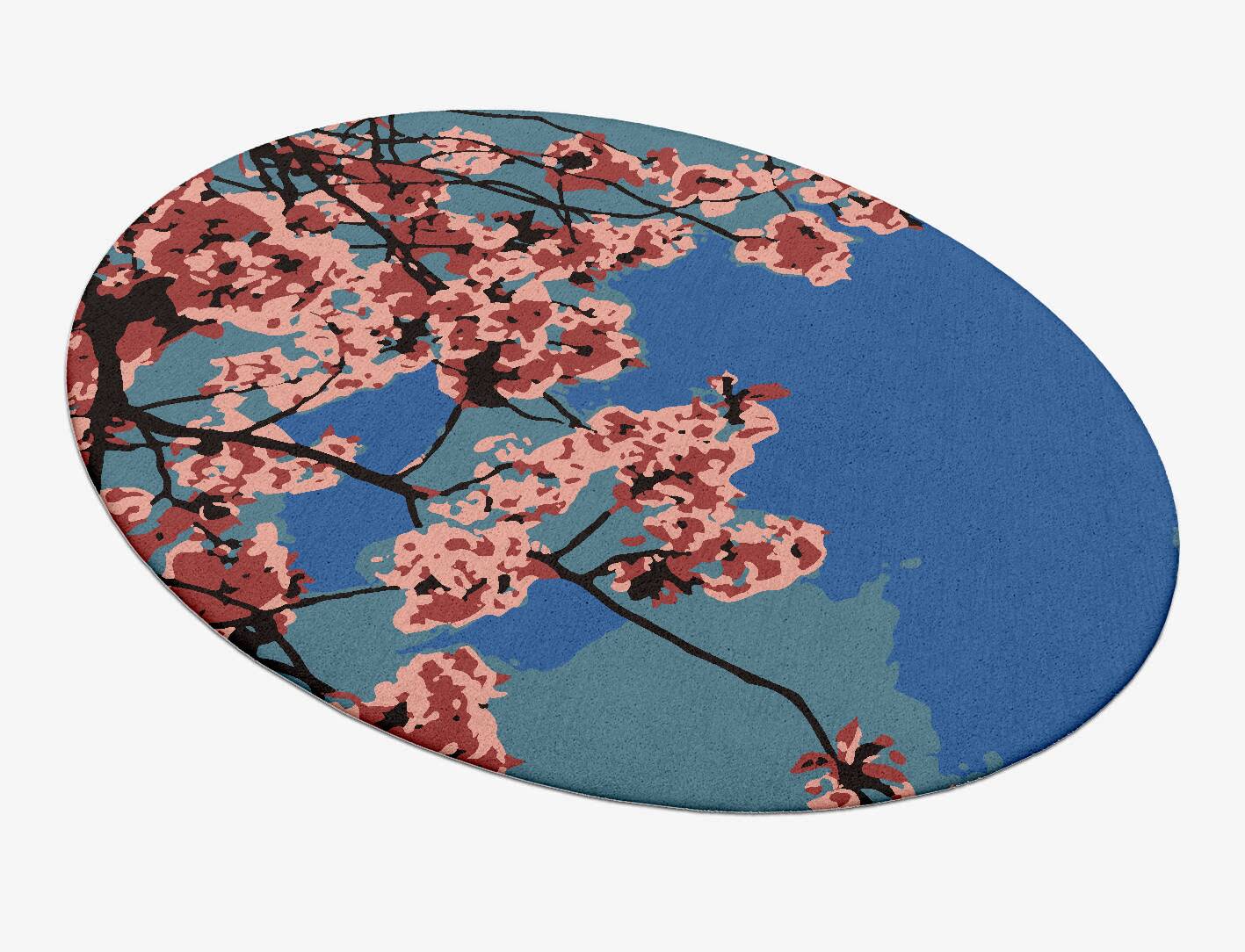 Bougainvillea Floral Oval Hand Tufted Pure Wool Custom Rug by Rug Artisan