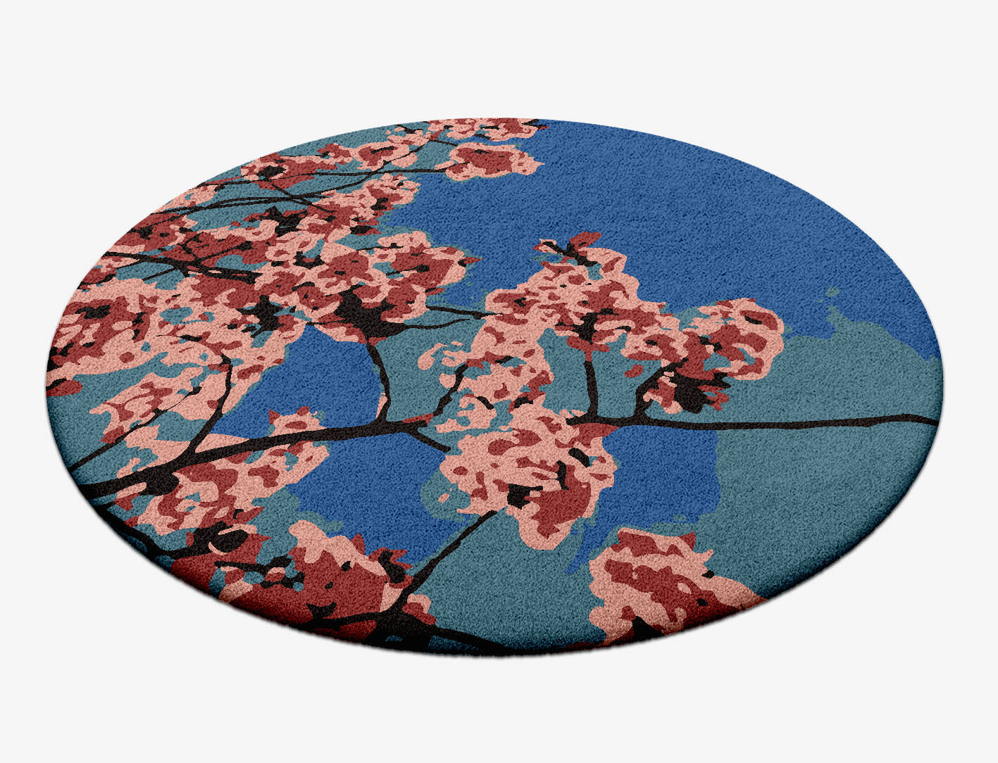 Bougainvillea Floral Round Hand Tufted Pure Wool Custom Rug by Rug Artisan