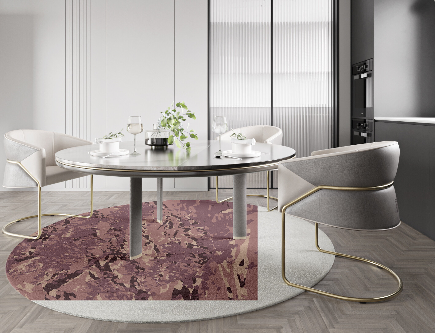 Boughs Surface Art Round Hand Knotted Tibetan Wool Custom Rug by Rug Artisan