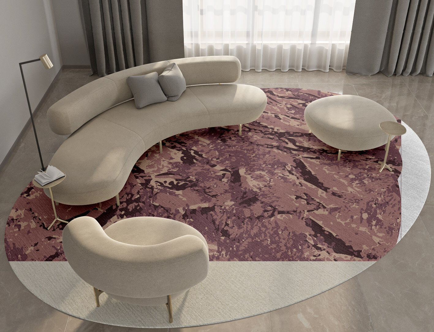 Boughs Surface Art Oval Hand Tufted Pure Wool Custom Rug by Rug Artisan