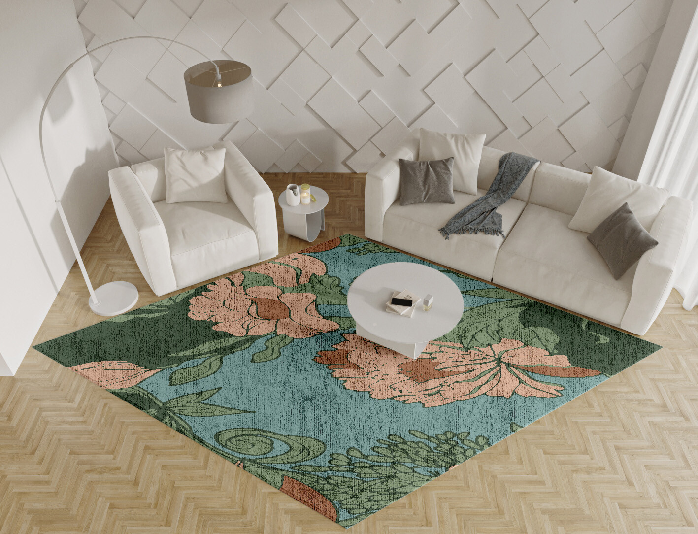 Bouvardia Field of Flowers Diamond Hand Knotted Bamboo Silk Custom Rug by Rug Artisan