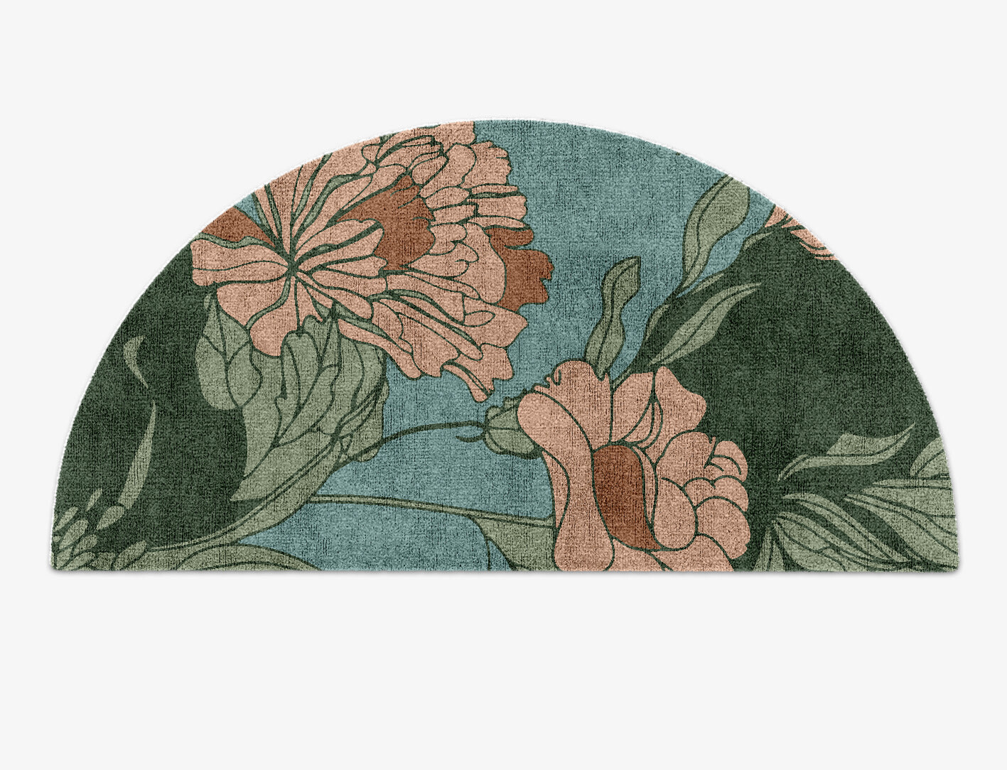 Bouvardia Field of Flowers Halfmoon Hand Knotted Bamboo Silk Custom Rug by Rug Artisan