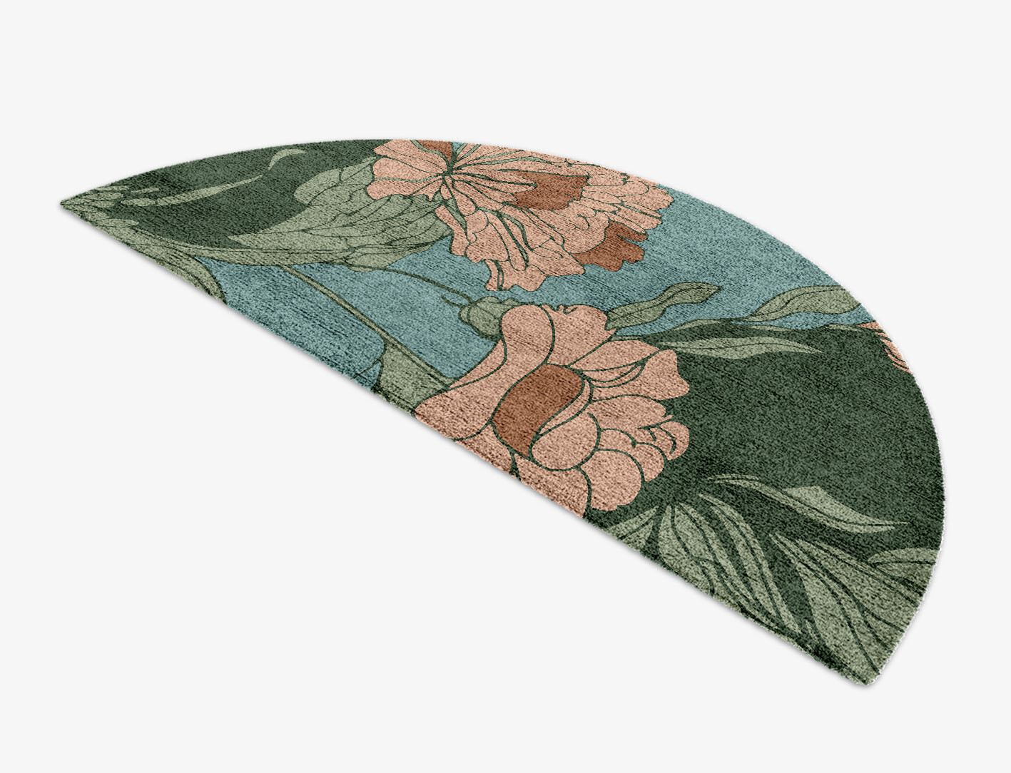 Bouvardia Field of Flowers Halfmoon Hand Knotted Bamboo Silk Custom Rug by Rug Artisan