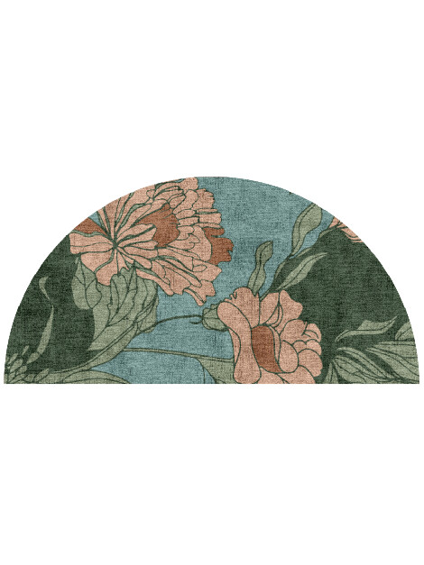 Bouvardia Field of Flowers Halfmoon Hand Knotted Bamboo Silk Custom Rug by Rug Artisan