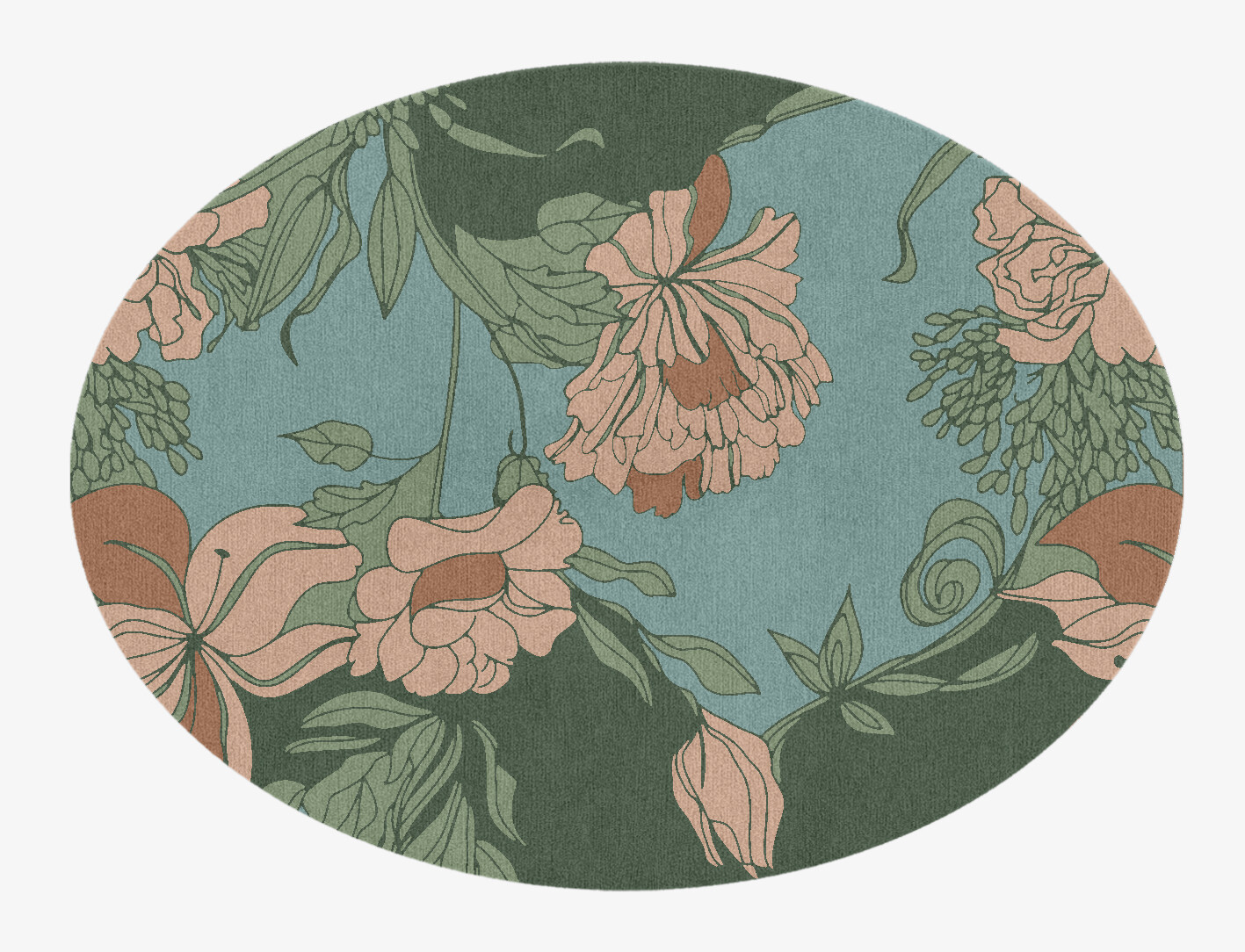 Bouvardia Field of Flowers Oval Hand Knotted Tibetan Wool Custom Rug by Rug Artisan
