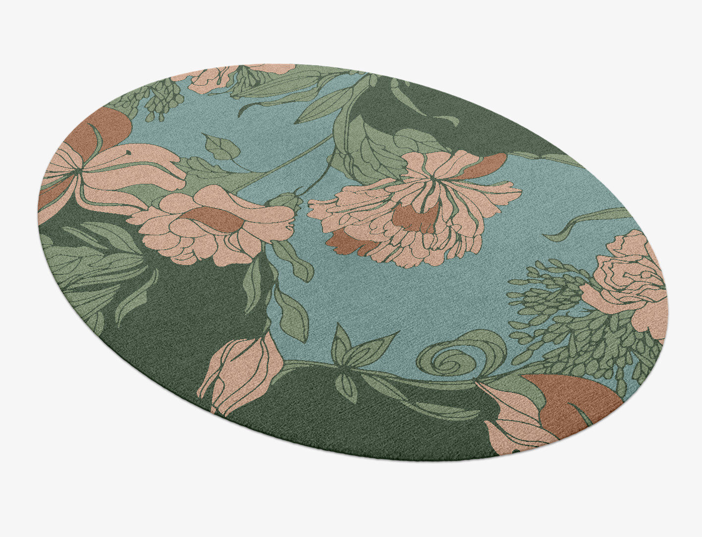 Bouvardia Field of Flowers Oval Hand Knotted Tibetan Wool Custom Rug by Rug Artisan