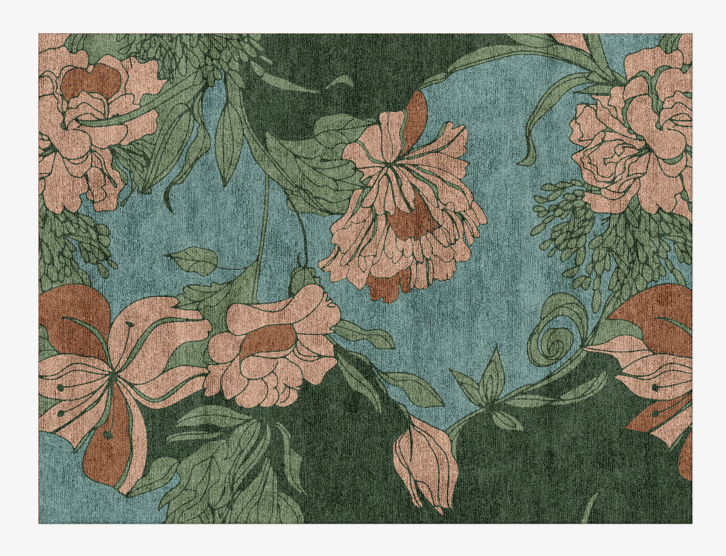 Bouvardia Field of Flowers Rectangle Hand Knotted Bamboo Silk Custom Rug by Rug Artisan