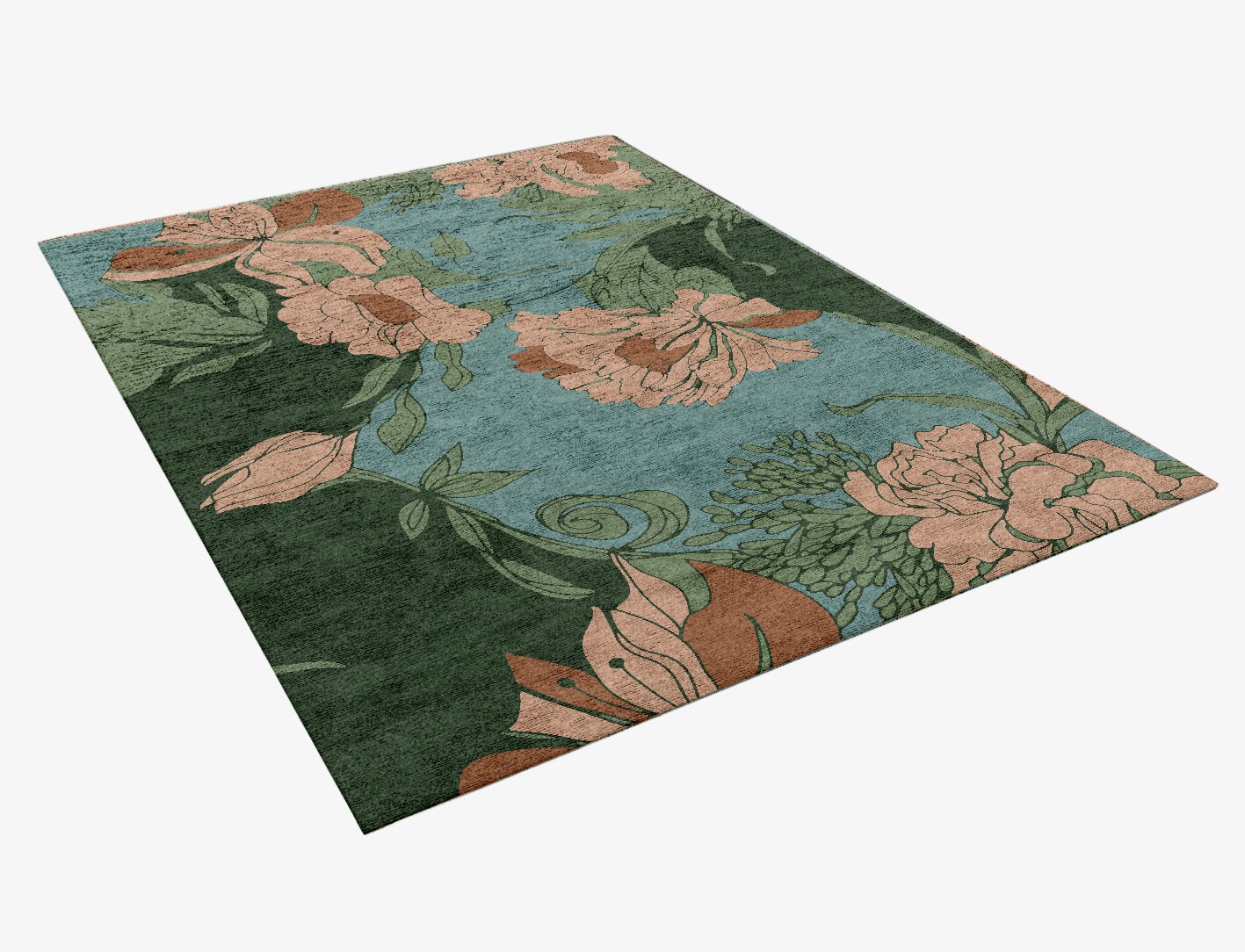 Bouvardia Field of Flowers Rectangle Hand Knotted Bamboo Silk Custom Rug by Rug Artisan