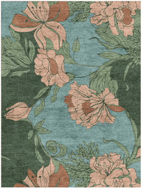 Bouvardia Field of Flowers Rectangle Hand Knotted Bamboo Silk Custom Rug by Rug Artisan