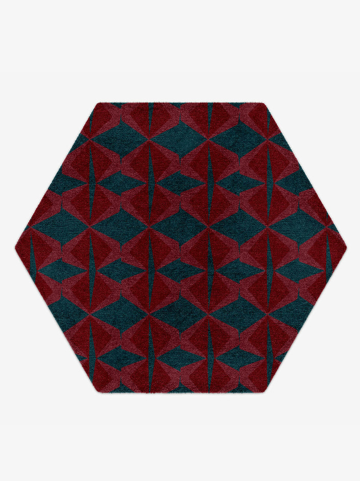 Bowties Modern Geometrics Hexagon Hand Knotted Tibetan Wool Custom Rug by Rug Artisan