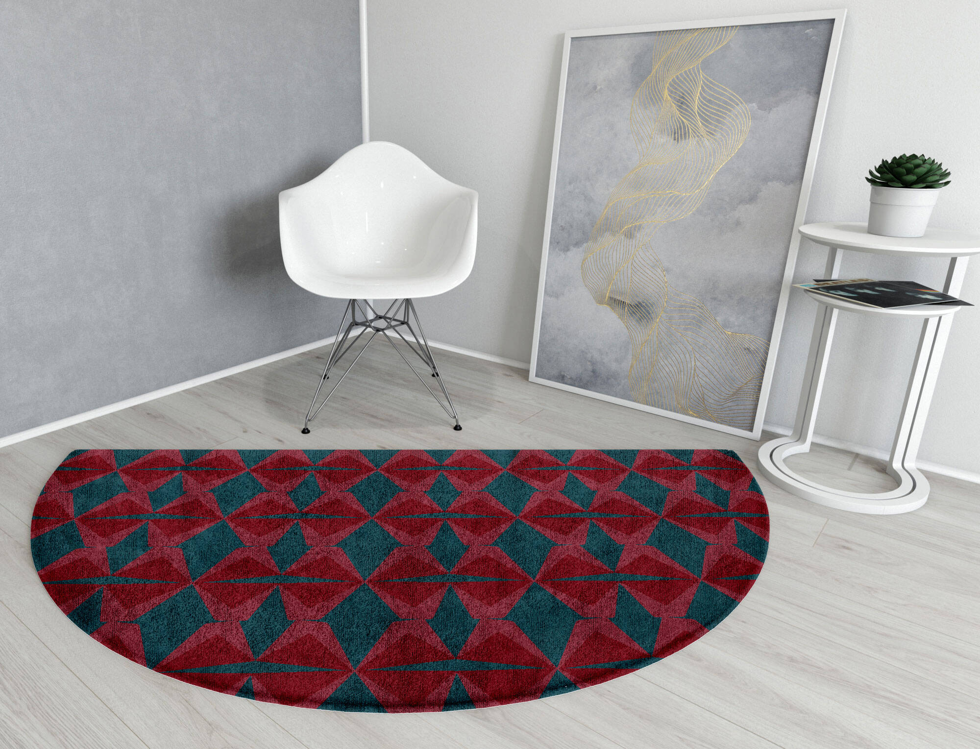 Bowties Geometric Halfmoon Hand Tufted Bamboo Silk Custom Rug by Rug Artisan