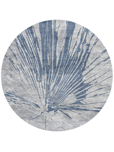Bract Cerulean Round Hand Knotted Bamboo Silk Custom Rug by Rug Artisan