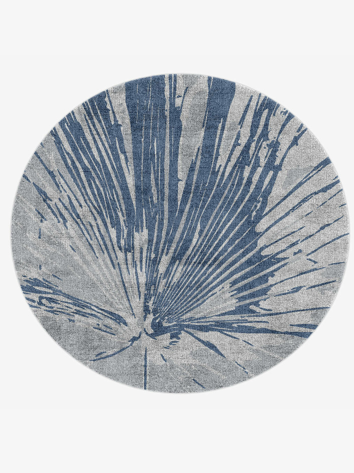 Bract Cerulean Round Hand Knotted Bamboo Silk Custom Rug by Rug Artisan
