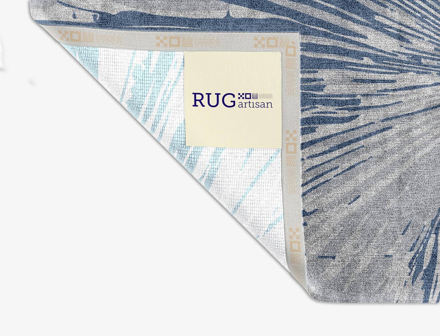 Bract Cerulean Square Hand Knotted Bamboo Silk Custom Rug by Rug Artisan