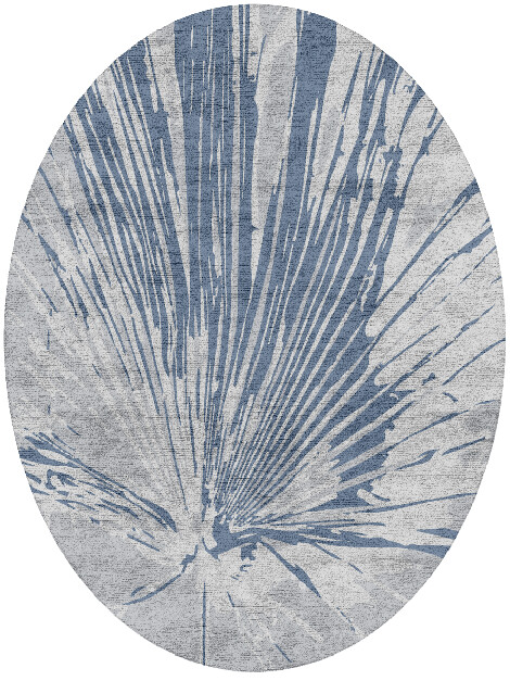 Bract Cerulean Oval Hand Tufted Bamboo Silk Custom Rug by Rug Artisan