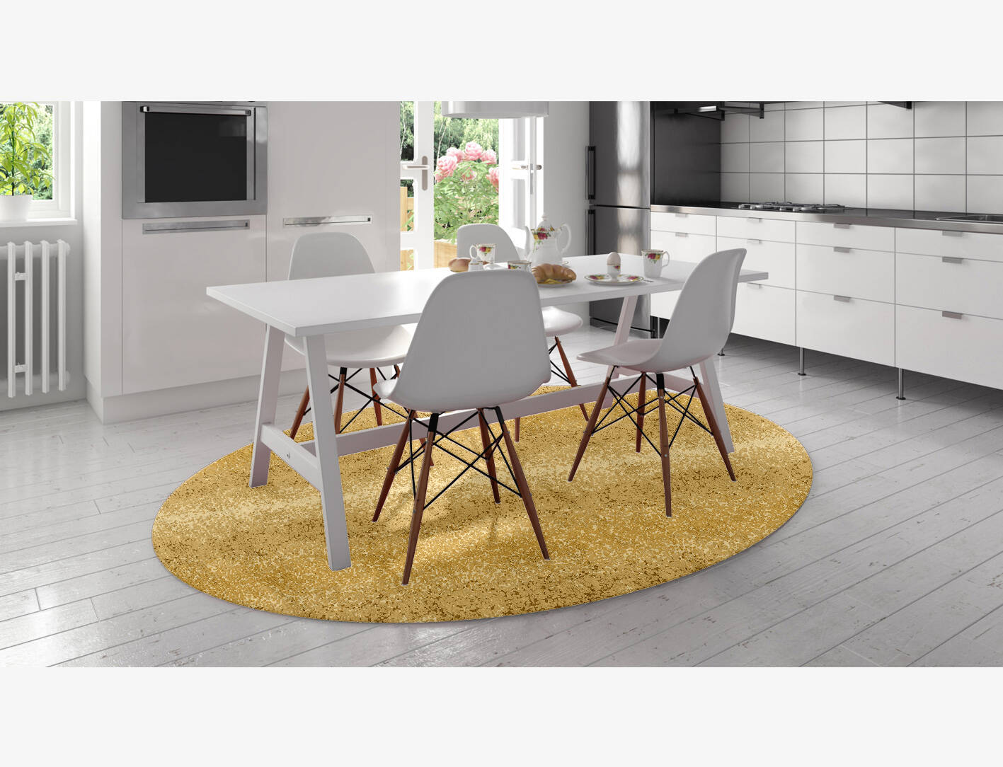Brampton Gradation Oval Hand Knotted Bamboo Silk Custom Rug by Rug Artisan