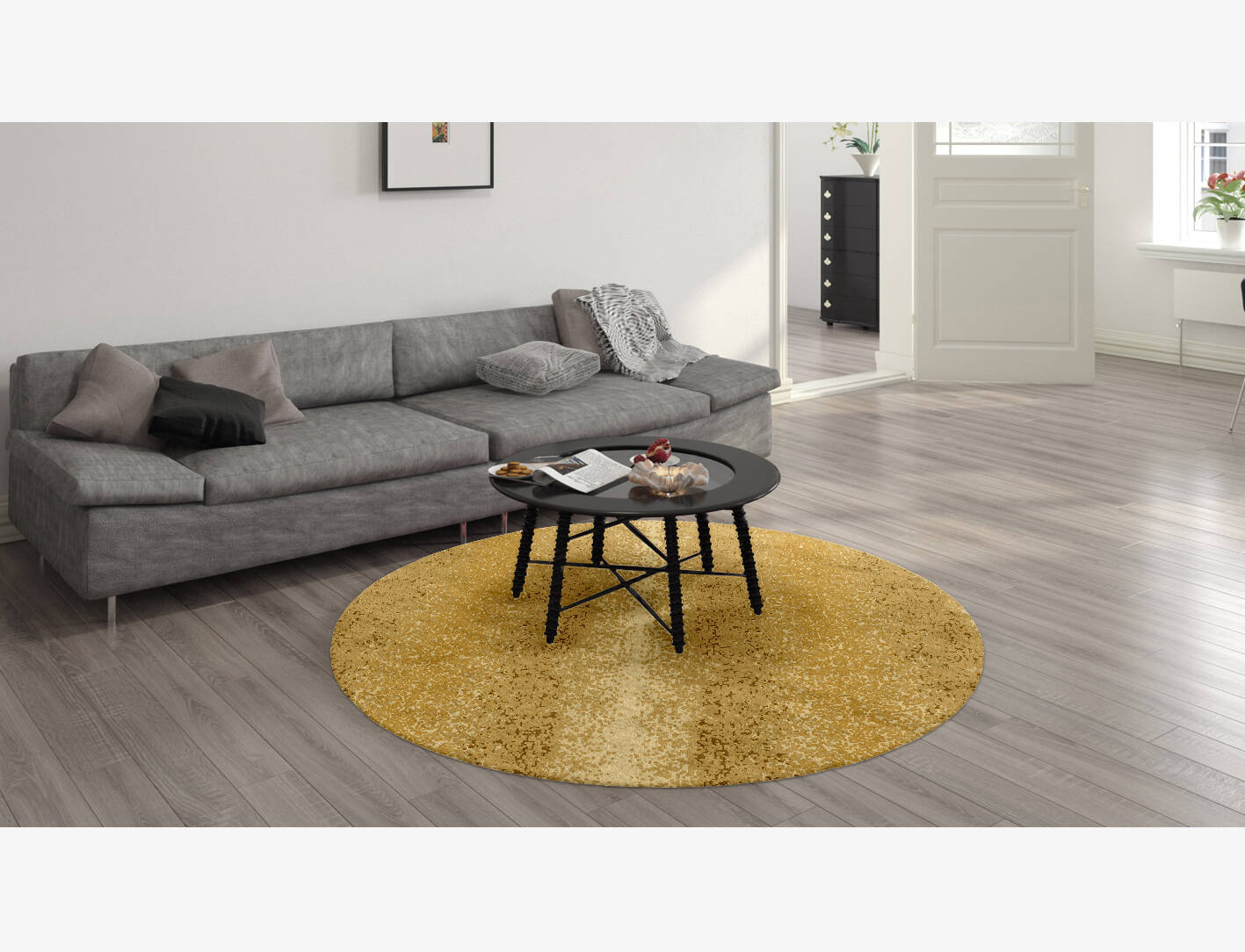 Brampton Gradation Round Hand Knotted Bamboo Silk Custom Rug by Rug Artisan