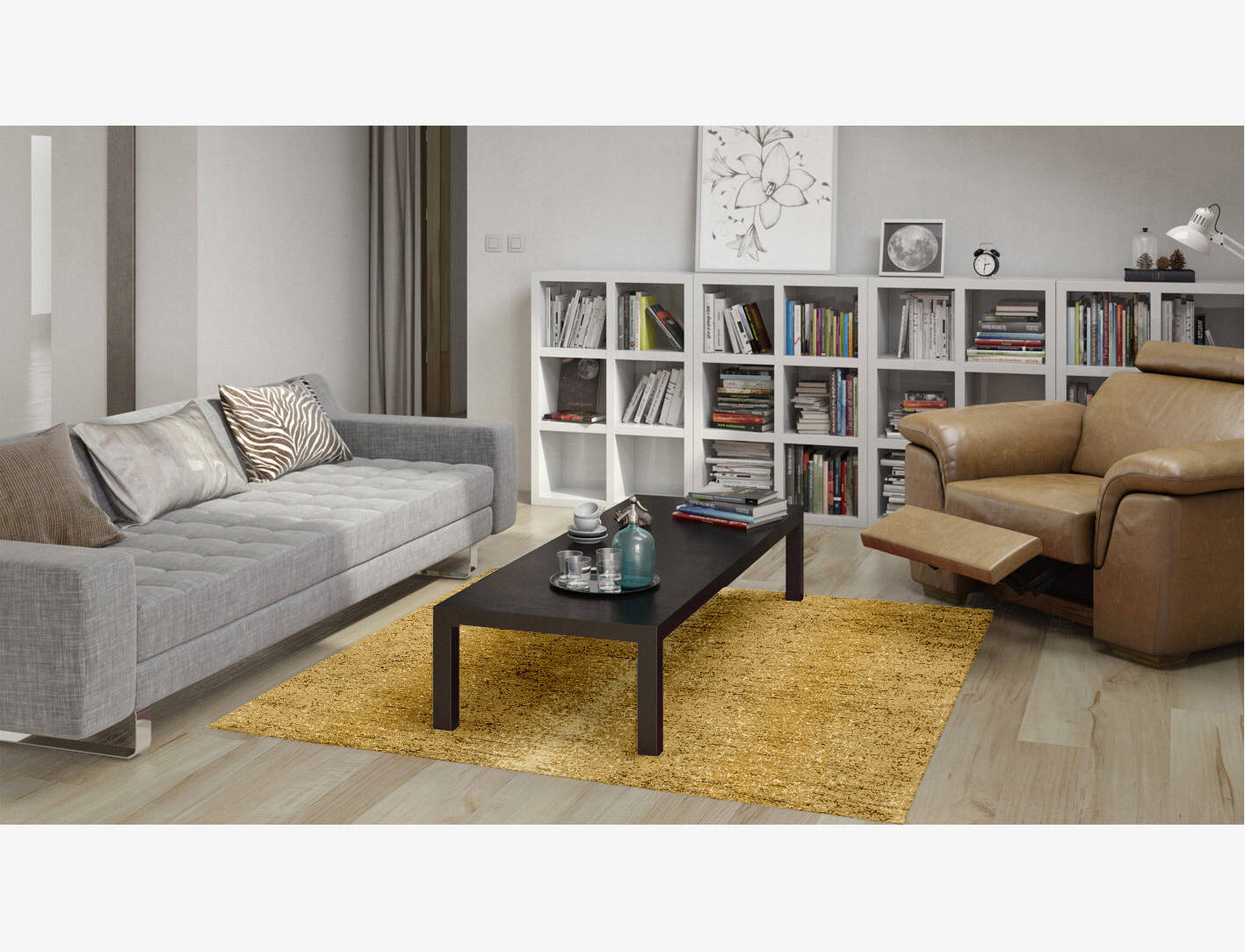 Brampton Gradation Square Hand Knotted Bamboo Silk Custom Rug by Rug Artisan