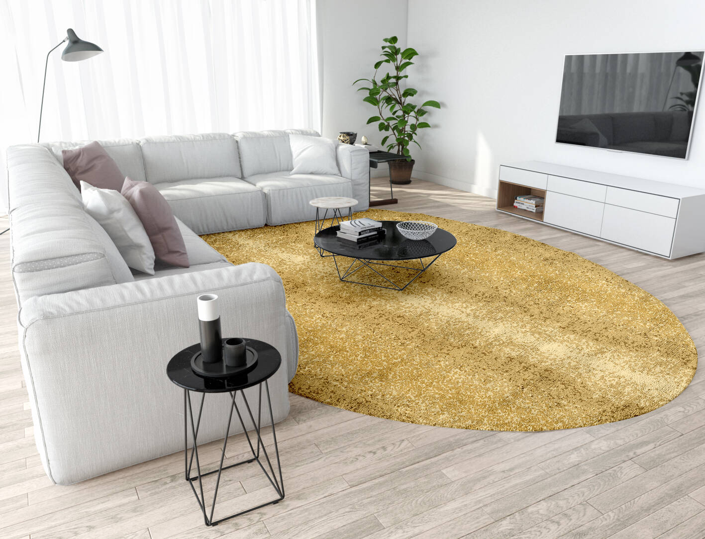 Brampton Gradation Oval Hand Tufted Bamboo Silk Custom Rug by Rug Artisan