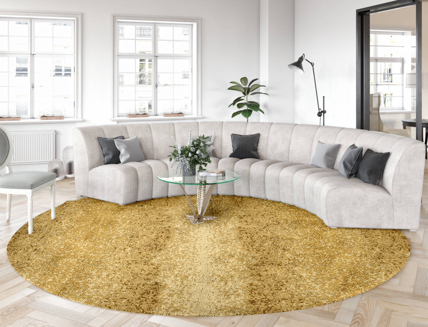 Brampton Gradation Round Hand Tufted Bamboo Silk Custom Rug by Rug Artisan