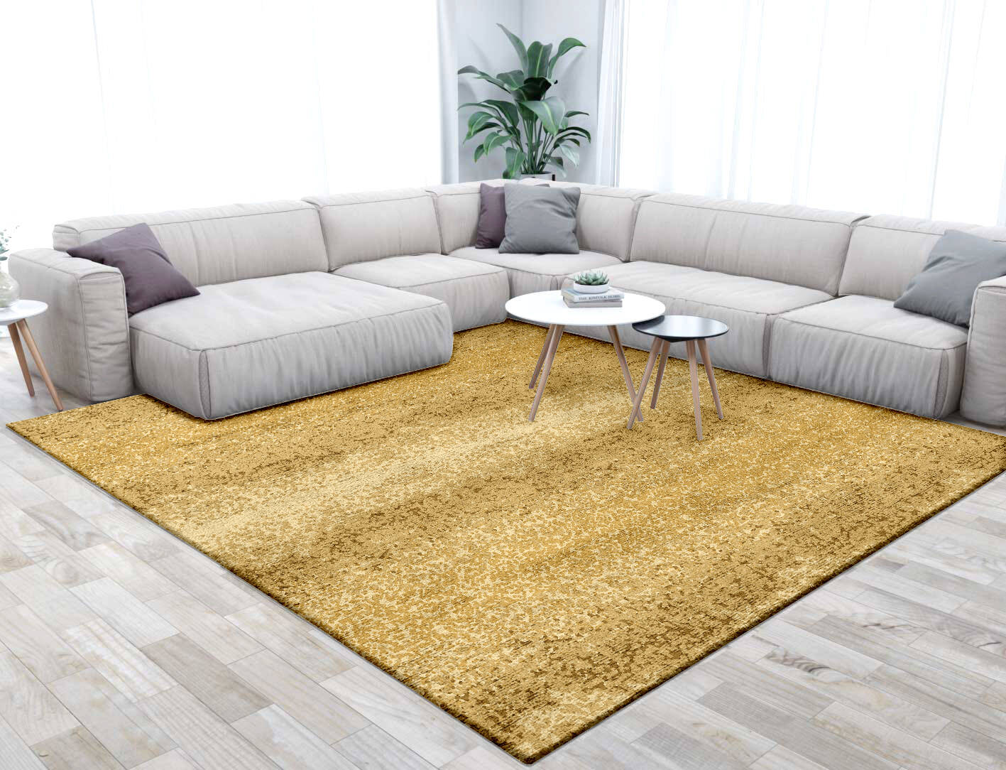 Brampton Gradation Square Hand Tufted Bamboo Silk Custom Rug by Rug Artisan