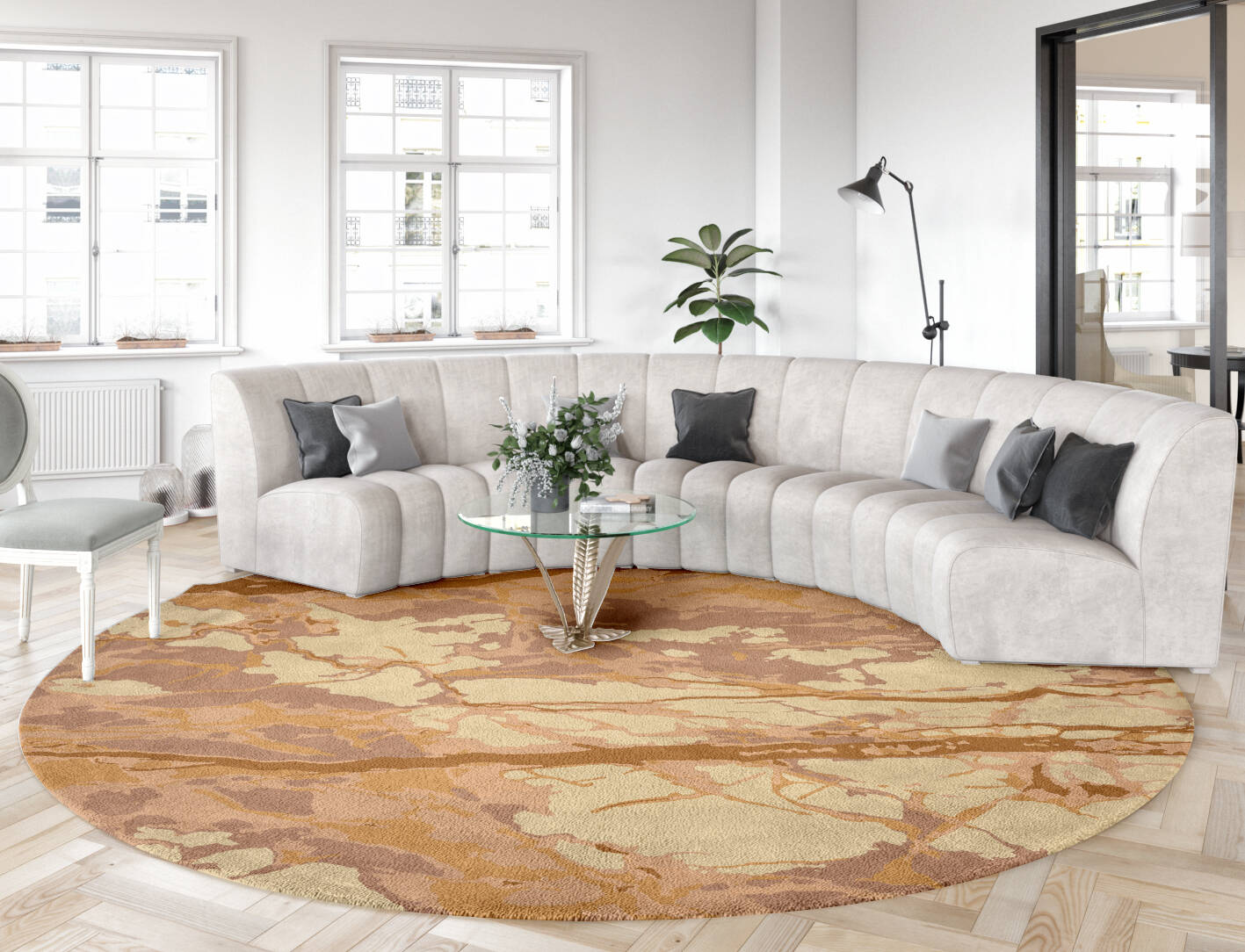 Branches Surface Art Round Hand Tufted Pure Wool Custom Rug by Rug Artisan
