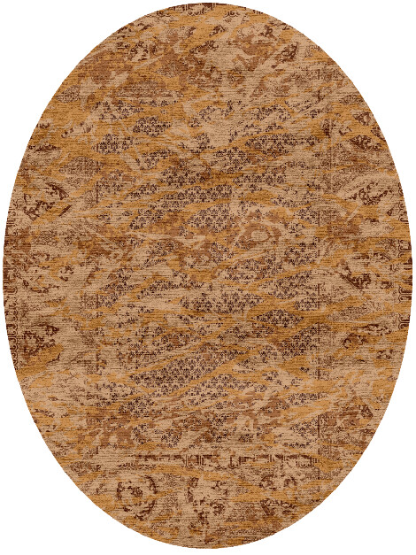 Brazen Etchings Vintage Oval Hand Knotted Bamboo Silk Custom Rug by Rug Artisan