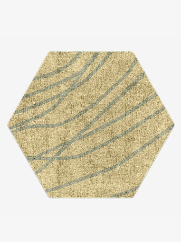 Breeze Minimalist Hexagon Hand Knotted Bamboo Silk Custom Rug by Rug Artisan