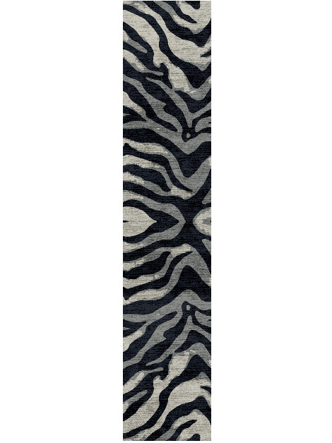 Breton Stripes Monochrome Runner Hand Knotted Bamboo Silk Custom Rug by Rug Artisan